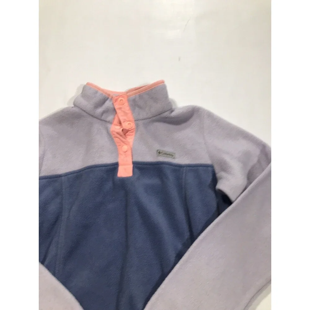 Columbia Mountain 1/4 Snap Fleece Pullover Purple Orange Girls LARGE